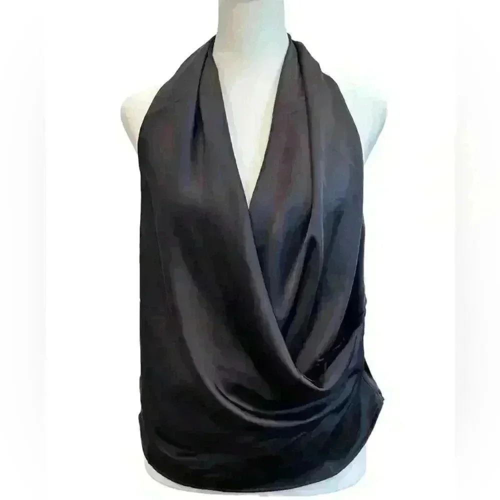 Mng Mango Nwt Flowy Wrap Blouse Open Back | Butto… - image 5